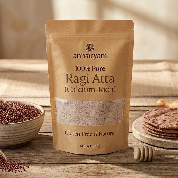 Anivaryam 100% Pure Ragi Atta (Gluten-Free & Calcium-Rich) | 500GM
