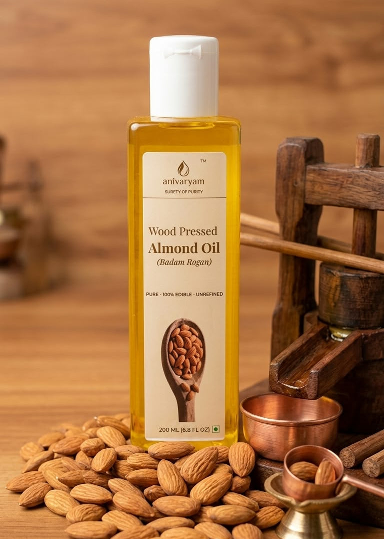 Anivaryam Wood Pressed Almond Oil | Pure, Edible & Multi-Purpose | 200ML