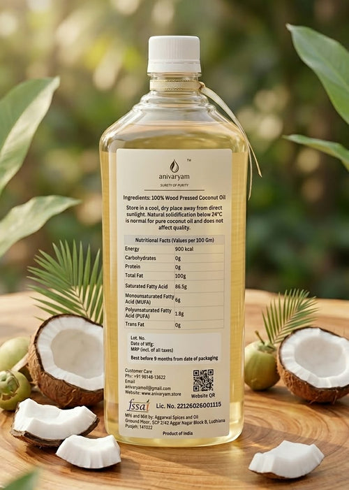Anivaryam Wood Pressed Coconut Oil | Pure, Unrefined & Edible |